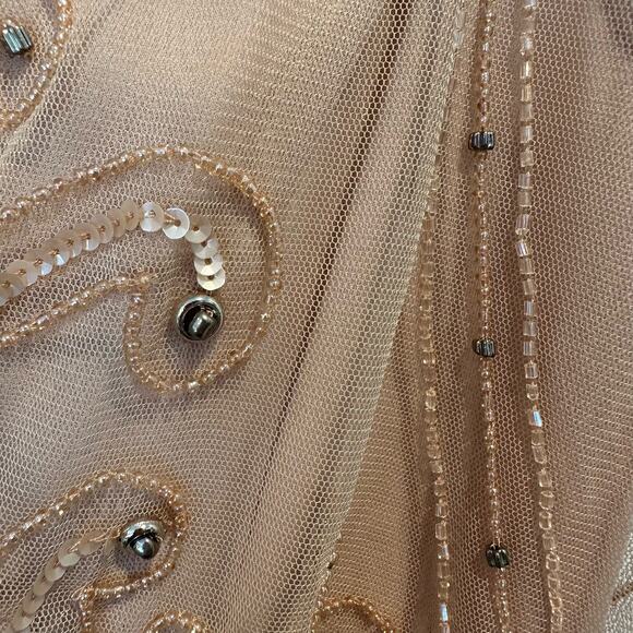 Adrianna Papell Night Bugeln Beaded Long Maxi Gown Dress In Champagne Gold 8 - Picture 11 of 14